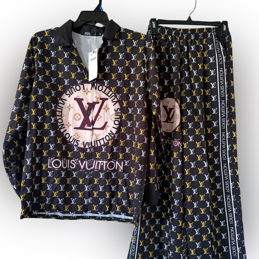 Zara Monogram Print Luxury Designer Loungewear Set New With Tags Read For Sizing